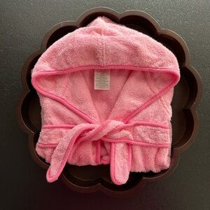 Baby Girls 0-9 Months Cozy Pink & White Hooded Bathrobe